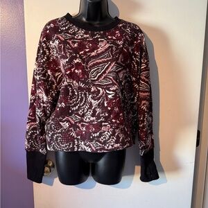 Joie Caleigh Purple and Black Floral Print Sweatshirt w/ thumb holes.